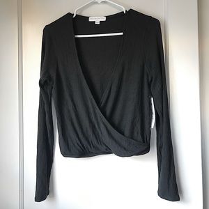 Spiritual gangster faux wrap ballet top